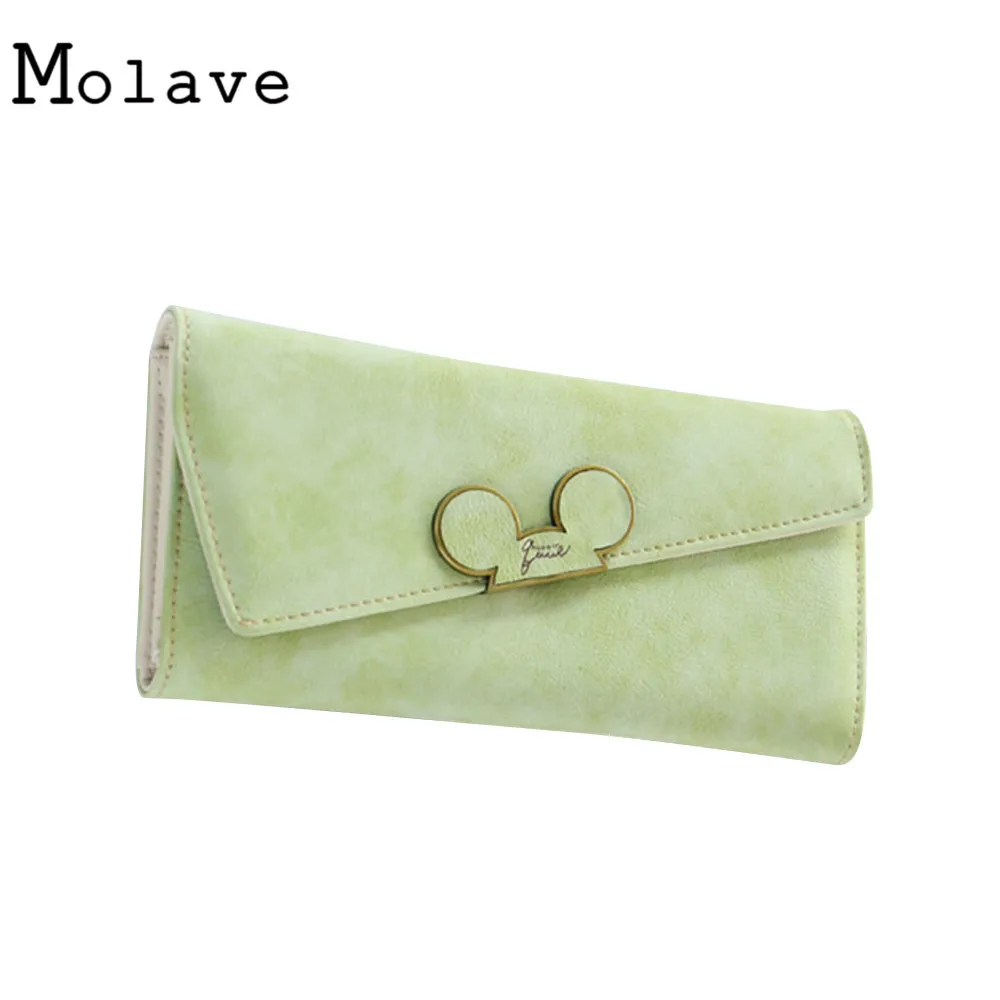 MOLAVE Новая мода дизайнер Farbe скрабы Lange Frauen портфели Damen Mickey Geldborse geldborsen Холтер дам Tasche Sep14 - Цвет: green