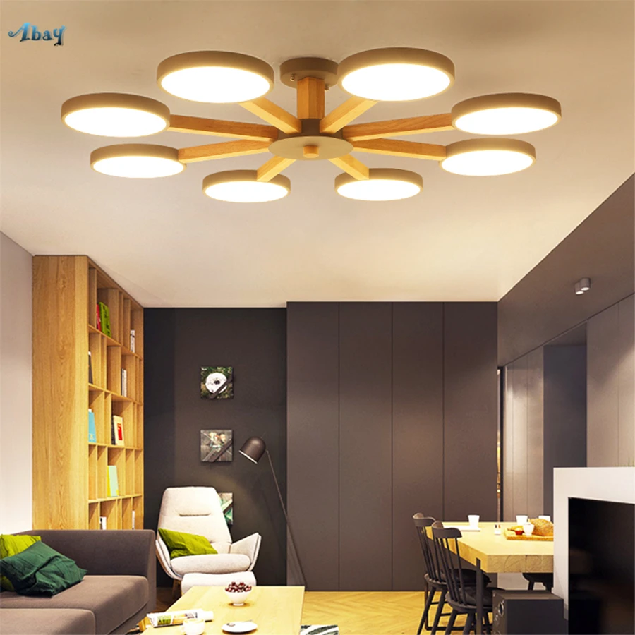 Скандинавские деревянные элегантные подвесные светильники для гостиной спальни