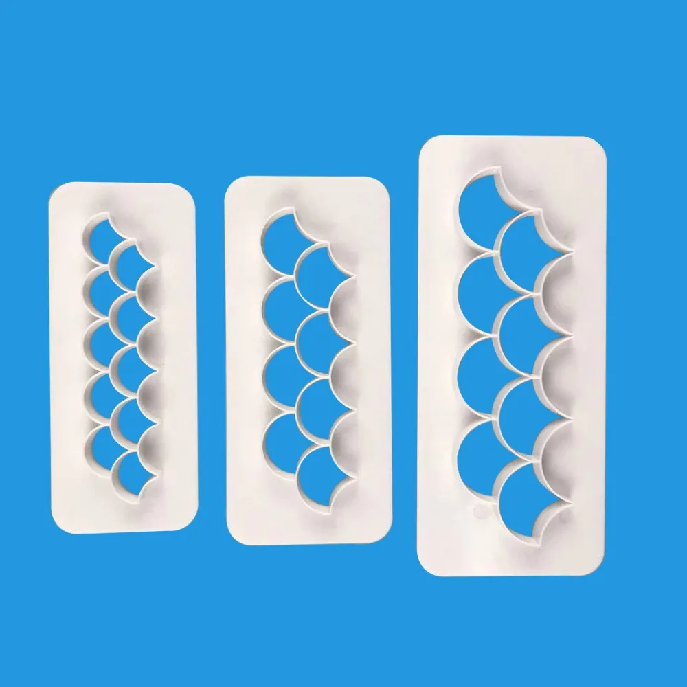 3pc Fish Scale Geometric Plastic Cookie Cutter Embossing Fondant Cake Mold Decorating Tools Baking Biscuit Pastry Molds | Дом и сад