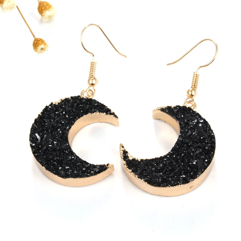 1 пара модные ювелирные изделия розовые черные висячие серьги с Луной кварцевые