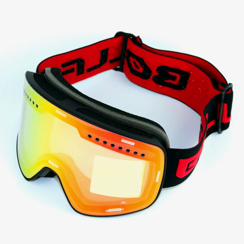 Black Red Магнитное соединение для катания на лыжах, сноуборде, UV400 противотуманные лыжные наглазник снежные очки для мужчин и женщин, для катания на сноуборде, зеркальные линзы, Лыжный Спорт очки - Цвет: Black Red