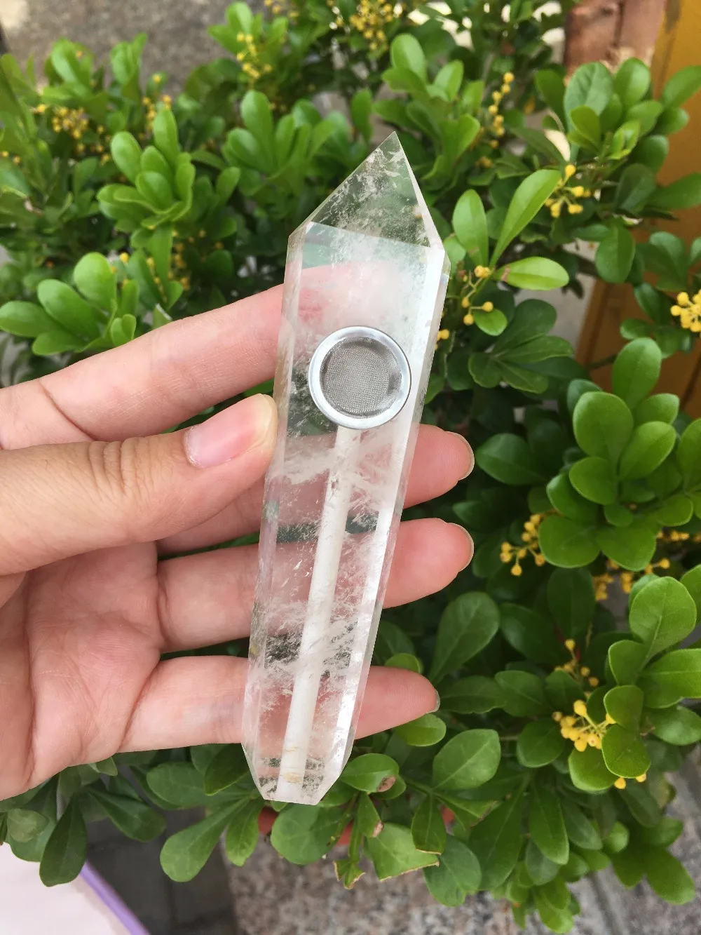 natural clear crystal smoking pipe white quartz Cigarette holder as gift | Дом и сад