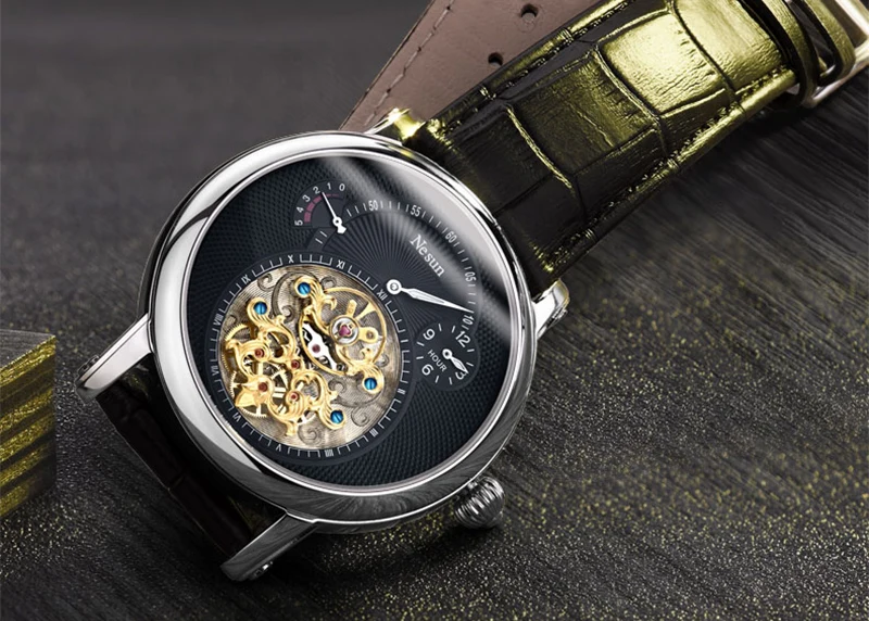 NESUN Роскошные Брендовые мужские полые Tourbillon автоматические механические наручные часы мужские сапфировые водонепроницаемые Relogio Masculino