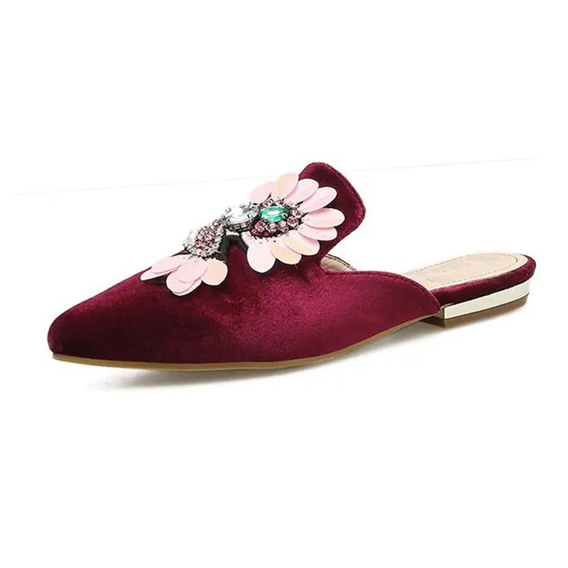 Tangnest/Новинка сезон лето бархатные женские мюли Роскошные шикарные босоножки