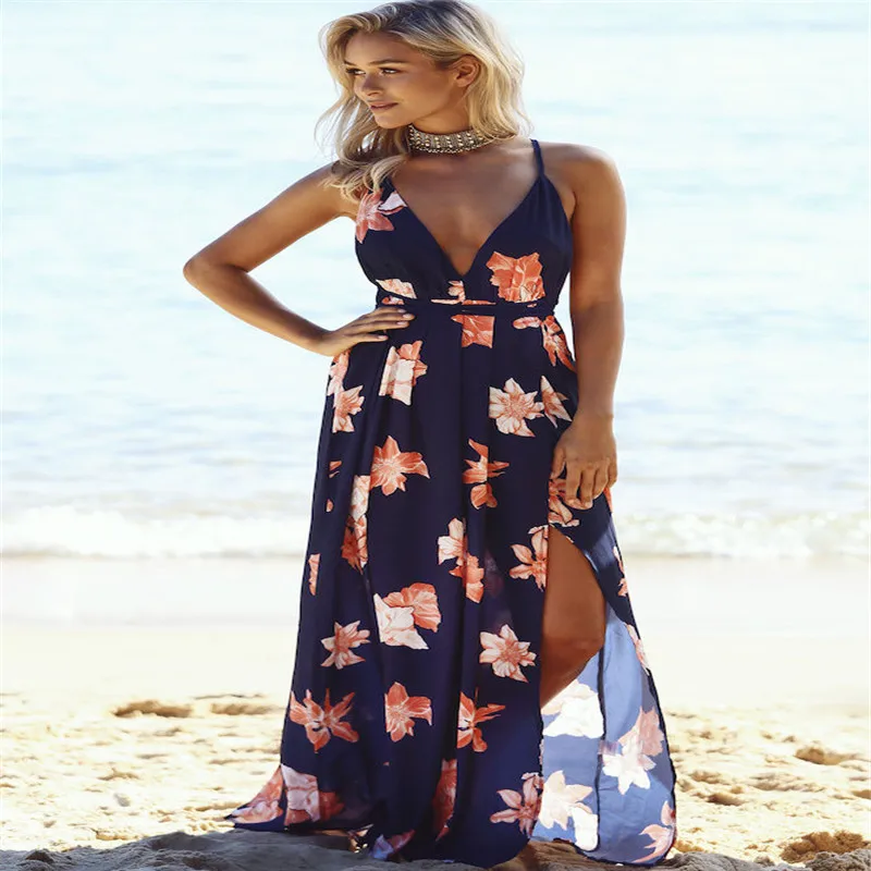 Женское длинное платье с цветочным принтом вечернее коротким рукавом летнее |
