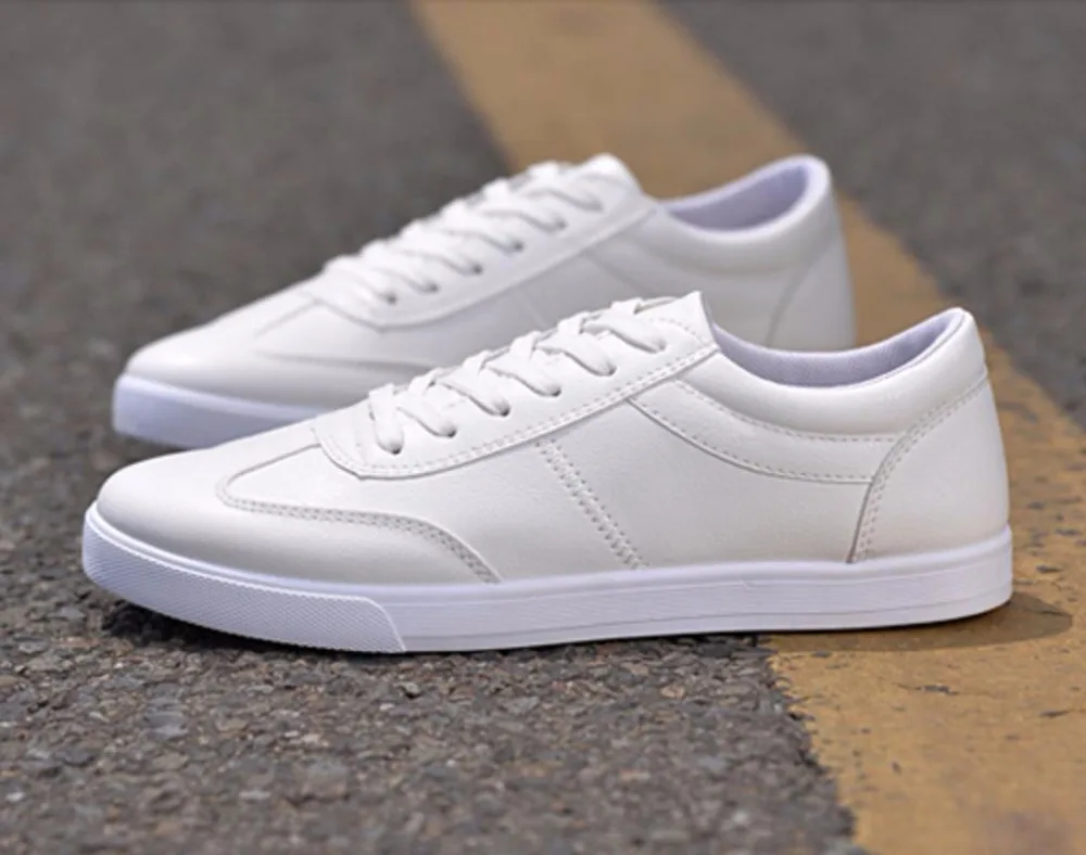 Весенне-осенняя мужская обувь для отдыха в Корейском стиле черная кожаная