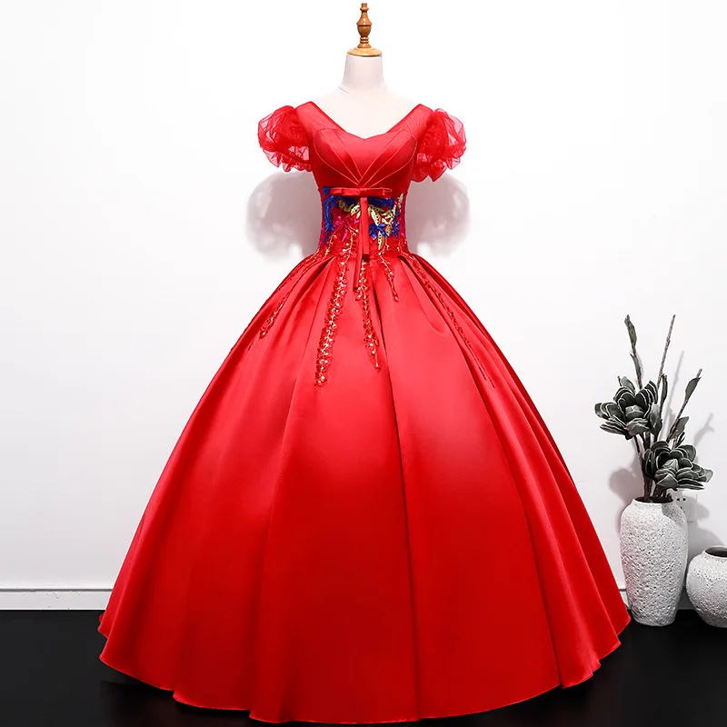 Винно-красное Тюлевое бальное платье пышное милое Quinceanera 16 платьев 2019 V-образный