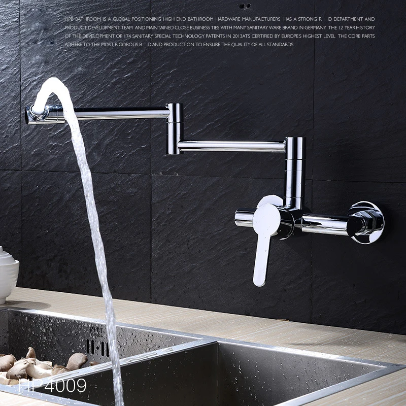 

Quality Brass Chrome Hot and Cold Tap Mixer Rotation Kitchen Sink Faucet Folding Kitchen Faucet Wall Mounted