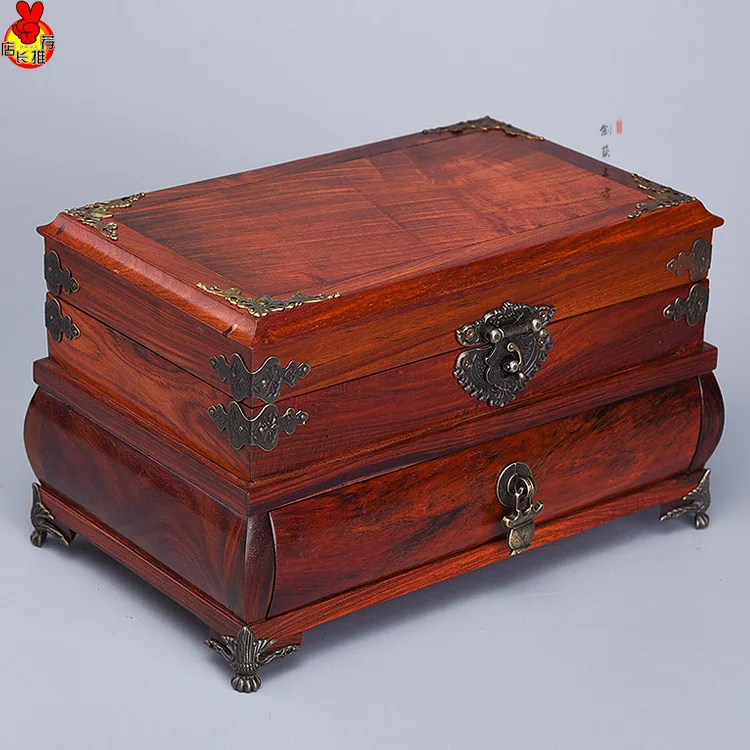 

Женская деревянная коробка для украшений, только косметическая коробка, украшение мебели из красного дерева, свадебные подарки