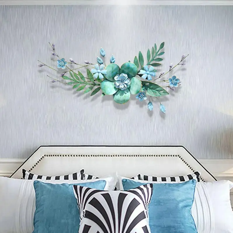 Modern Wrought Iron 3D Simulation Flowers Plant Wall Mural Crafts Decoration Home Livingroom Porch Hanging Ornaments Decor Дом и сад