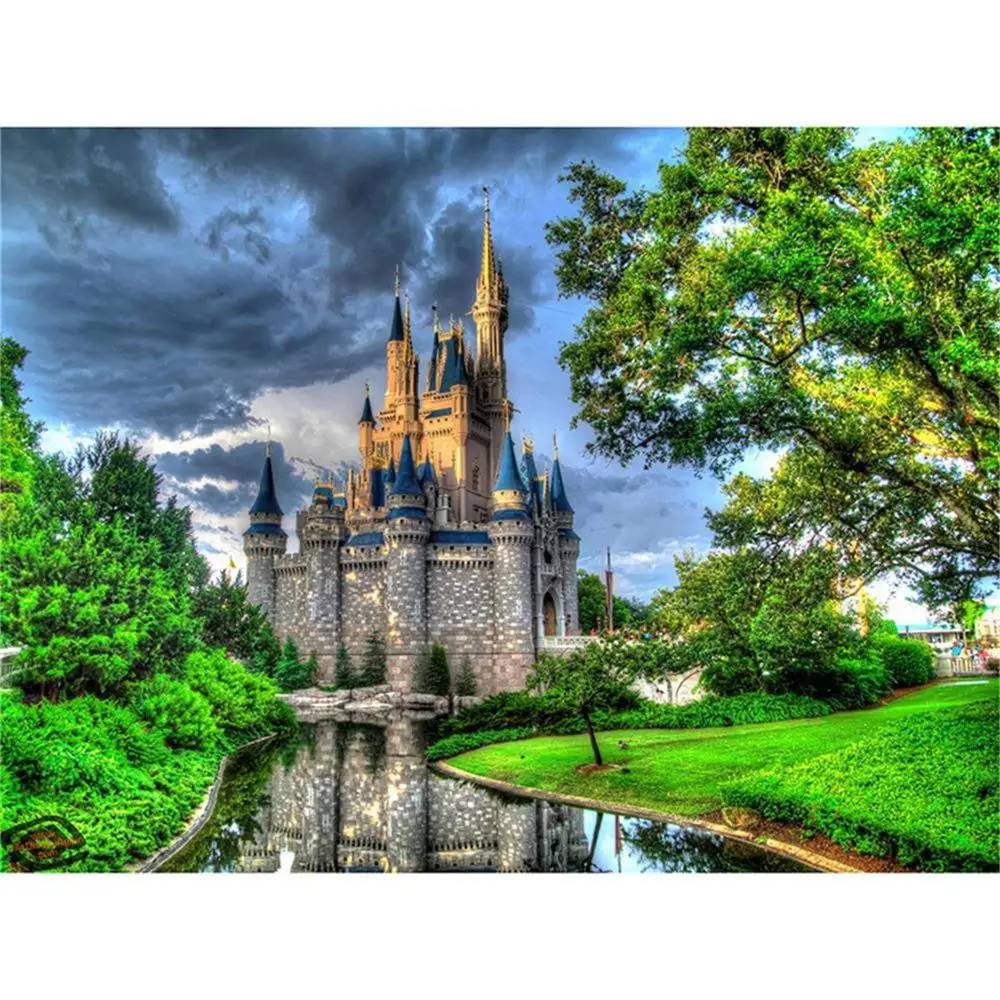 5D DIY Алмазная вышивка пейзаж полная дрель алмазная живопись декоративная замок