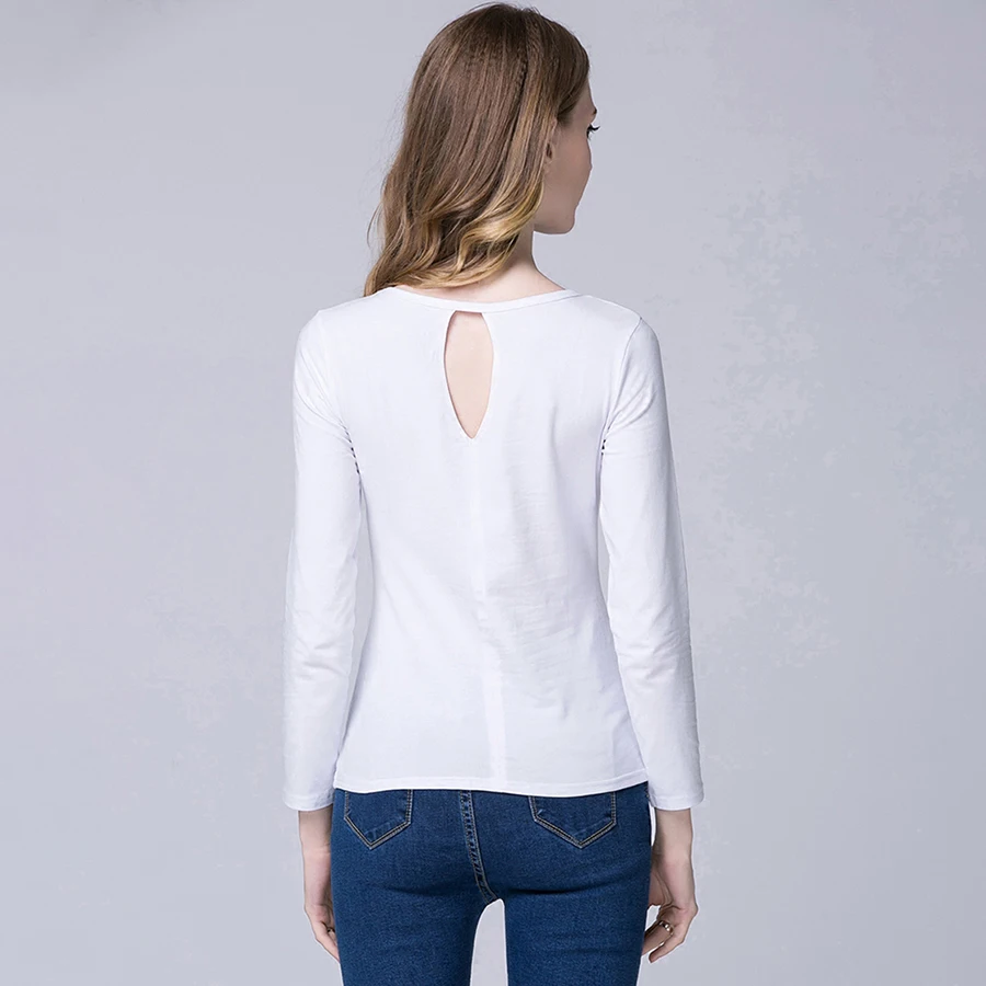 2018 летние Повседневное футболка Для женщин с длинными рукавами плотная