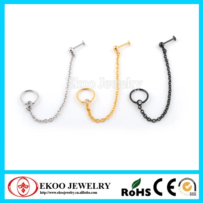 Кольцо бусина из хирургической стали 316L с одинарным покрытием и цепочкой 10