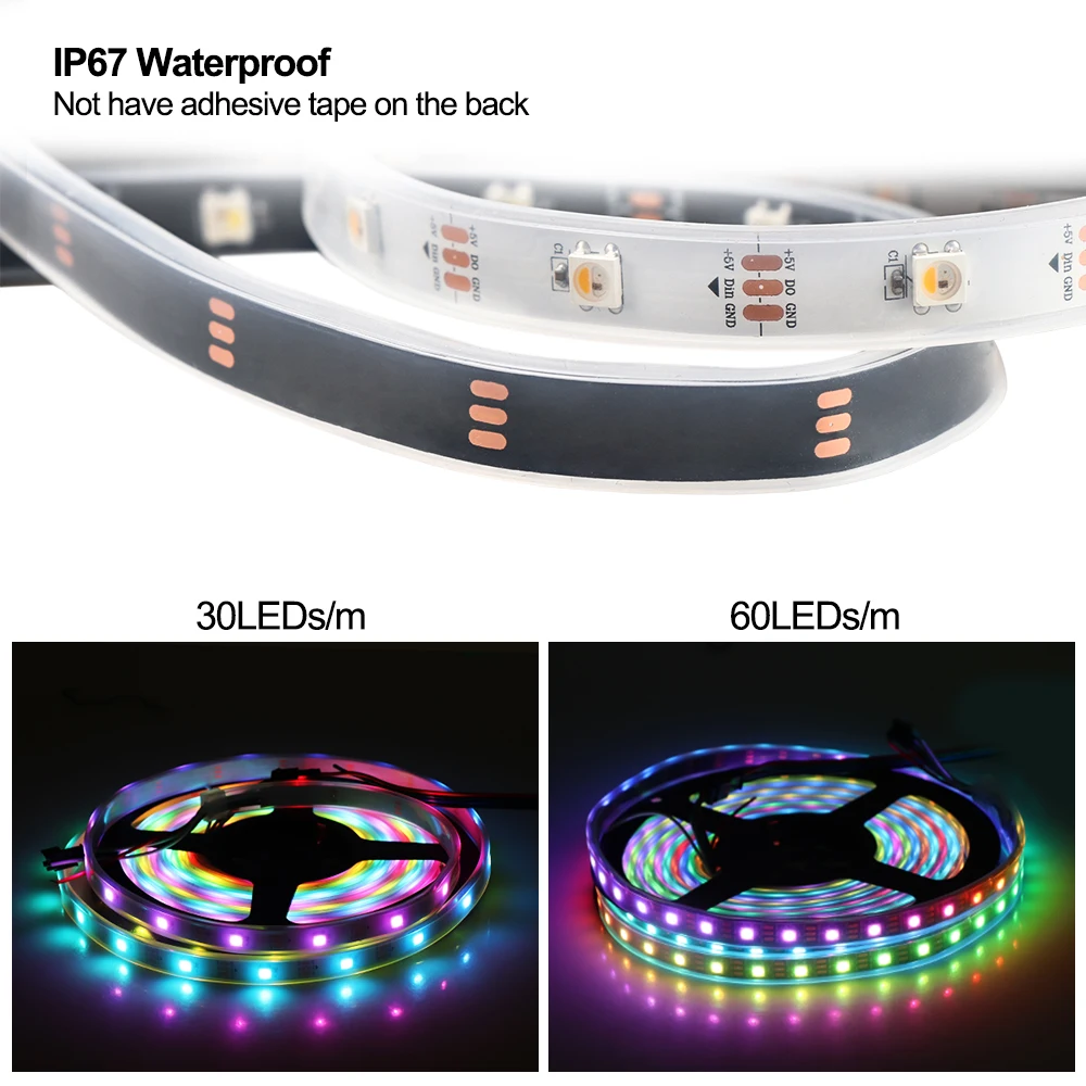 SK6812 IC Светодиодная лента 5050 RGB RGBW RGBWW 30/60/144 светодиодных пикселей адресуемый Цвет