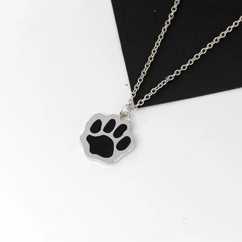 Contracted Black Paw Print Dog Necklace Fashion Gifts For Family Lovers Friends Zinc Alloy 1pcs | Украшения и аксессуары