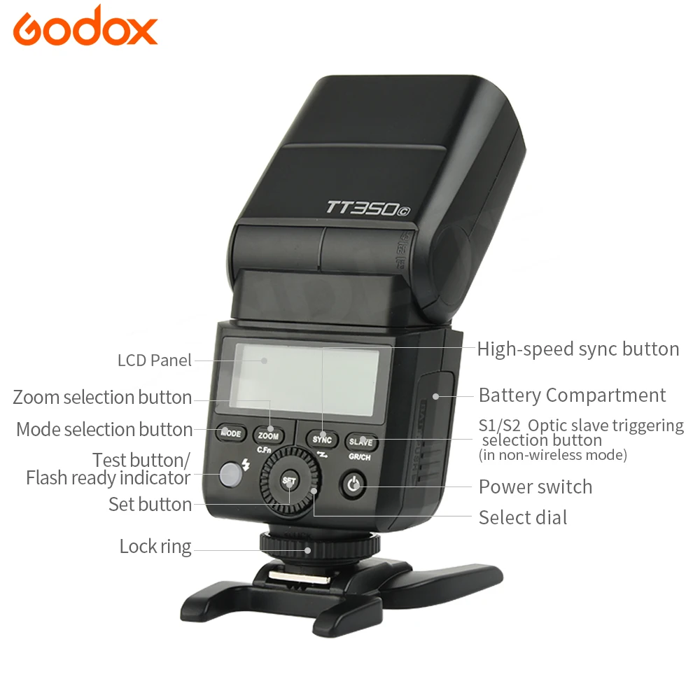 Godox TT350C Flash TTL Wireless X System Camera Speedlite GN36 1/8000s HSS 2.4G Pocket lights for Canon DSLR + Gift | Электроника