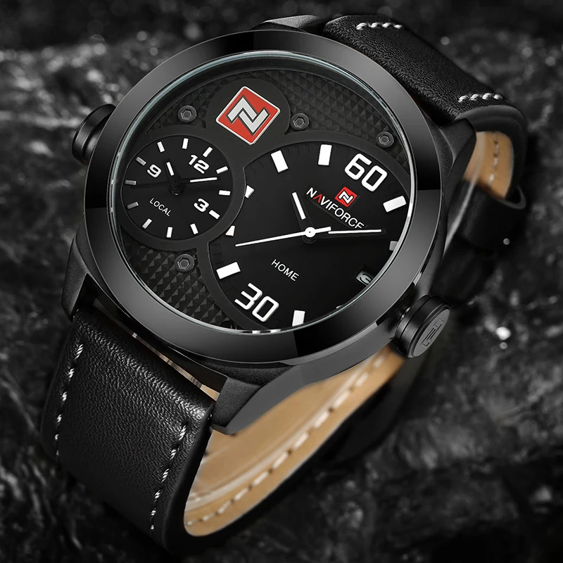 Naviforce Для мужчин Спортивные часы модные роскошные Лидирующий бренд Dual Time