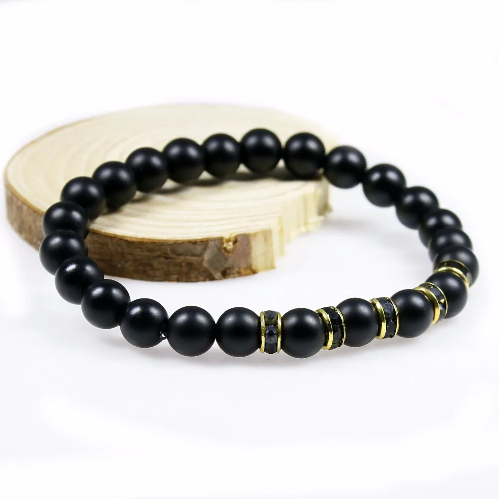 Натуральный черный матовый оникс 8 мм ювелирные изделия хрустальные бусины со