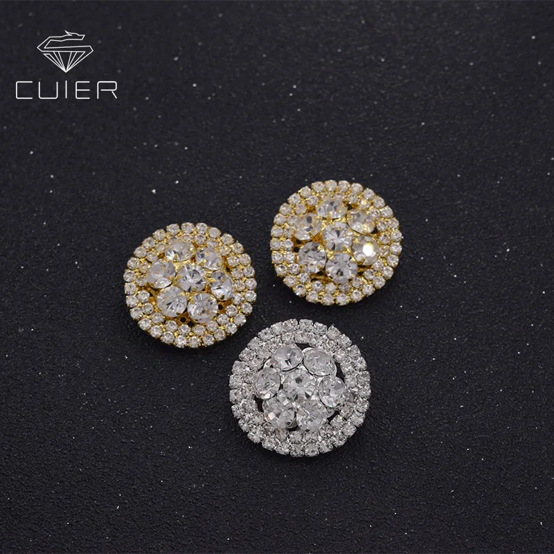 

50pcs/lot 25mm round buttons clothing rhinestones sew on buttons for garment shank Crystal decorations for Bridal Bouquet