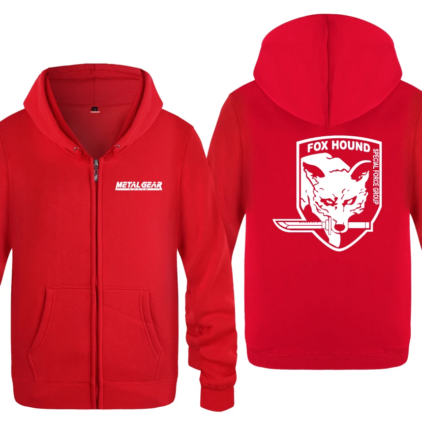 MGS Fox Hound Metal gear однотонные игровые худи для мужчин мужские флисовые кардиганы на молнии толстовки с капюшоном