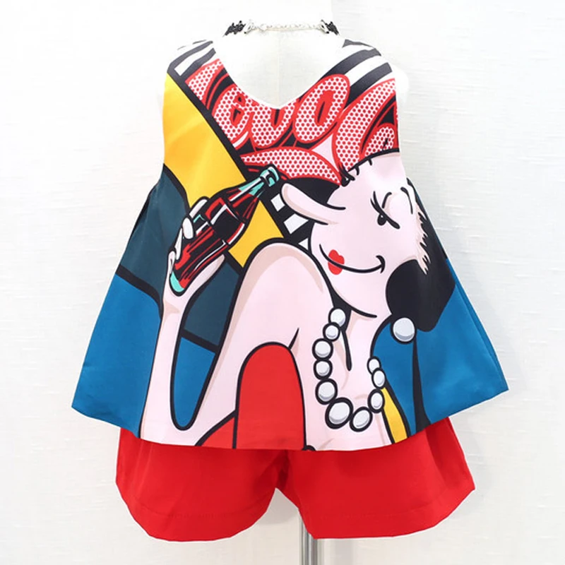 Комплекты для девочек Новинка лета 2020 милый жилет без рукавов с принтом детская