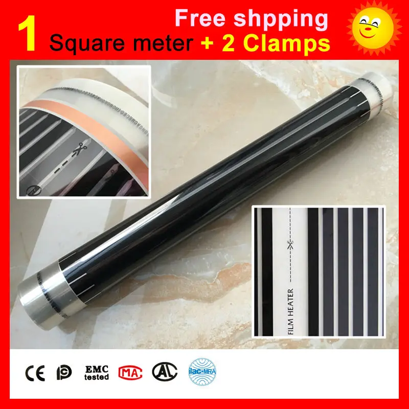 1 квадратная метровая пленка для подогрева пола + 2 зажима 220 В переменного тока
