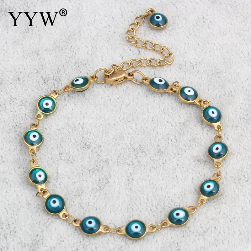 peacock blue YYW панк женский ювелирный браслет от сглаза винтажный позолоченный Цветной цветной эмалированный религиозный Турецкий Дурной глаз очаровательный браслет браслеты - Окраска металла: peacock blue