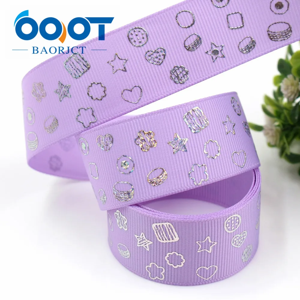 OOOT BAORJCT I-19326-817 10yards 25mm laser Silver geometric Printed grosgrain ribbon DIY handmade headdres wedding gift wrap | Дом и сад