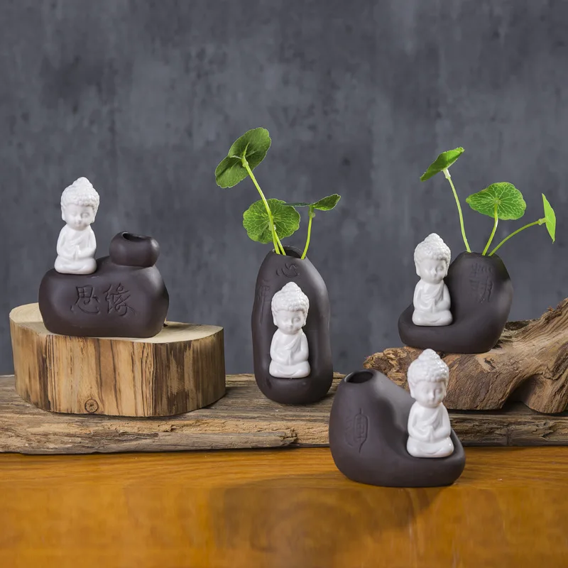 Zen Little Monk чайный питомец винтажная керамическая ваза настольная Гидропоника