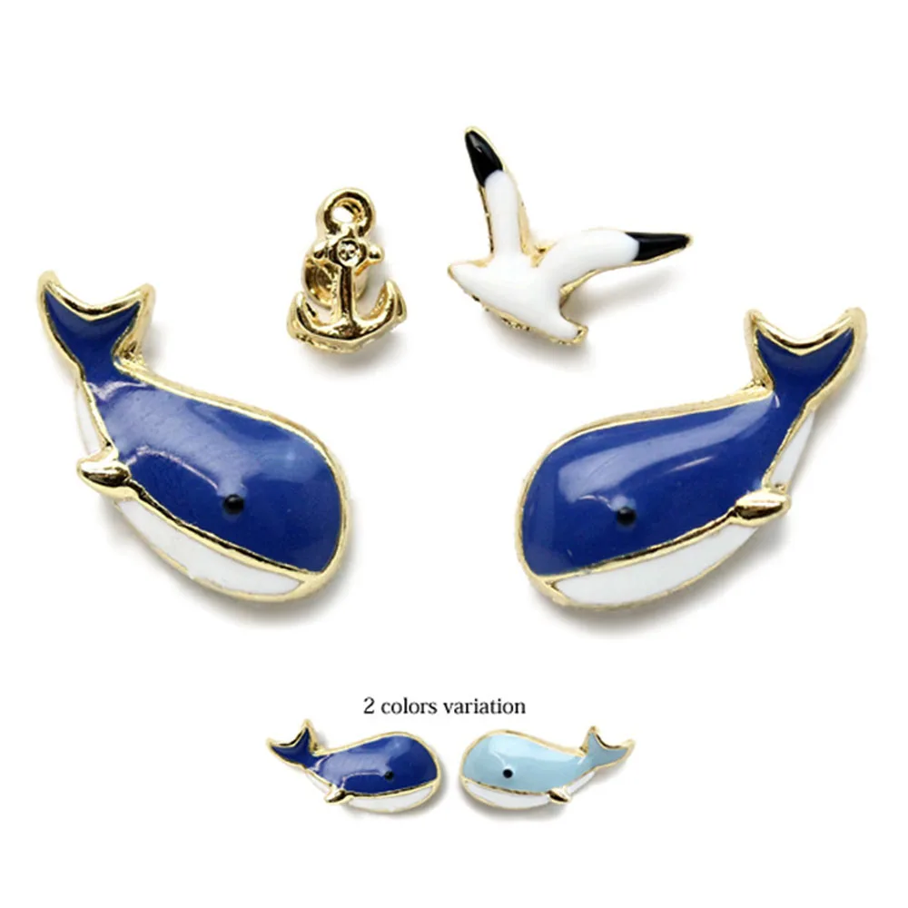 Очаровательная эмалированная КИТ Чайка шпилька в виде якоря серьги женские