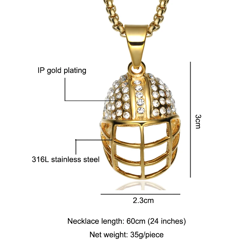 US7 хип-хоп Iced Out Bling нержавеющая сталь Спартан воин подвеска в виде шлема ожерелья