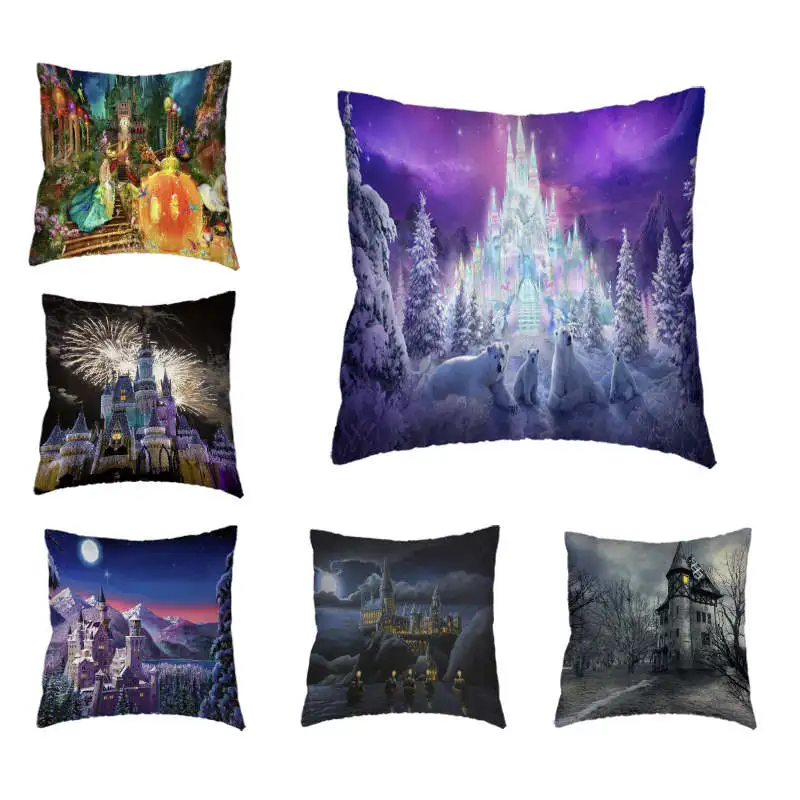 Мечта Замок шаблон Наволочка 17*17 дюймов Красивая Принцесса Тыква светильник