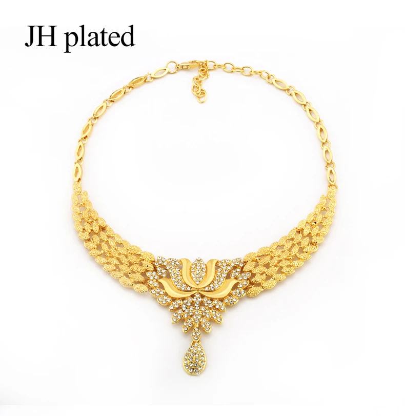 JHplated изысканные роскошные дубайские Ювелирные наборы золотого цвета индийские нигерийские африканские большие ювелирные аксессуары ювелирные изделия