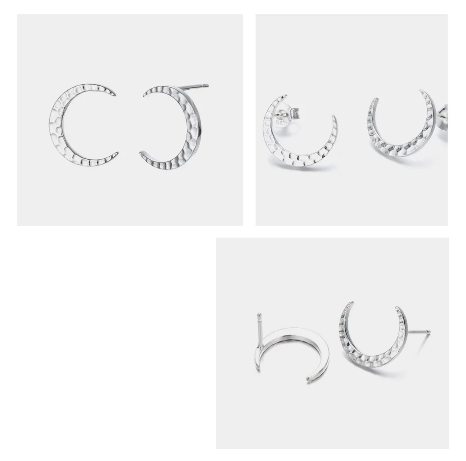 Женские серьги-гвоздики из стерлингового серебра 925 пробы с полумесяцем подарок