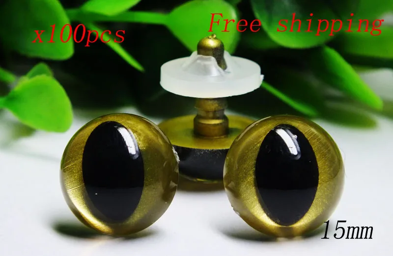 

Free ship!!15mm gold color Cat Eyes - 50 pairs Craft Safety Eyes/Doll eyes