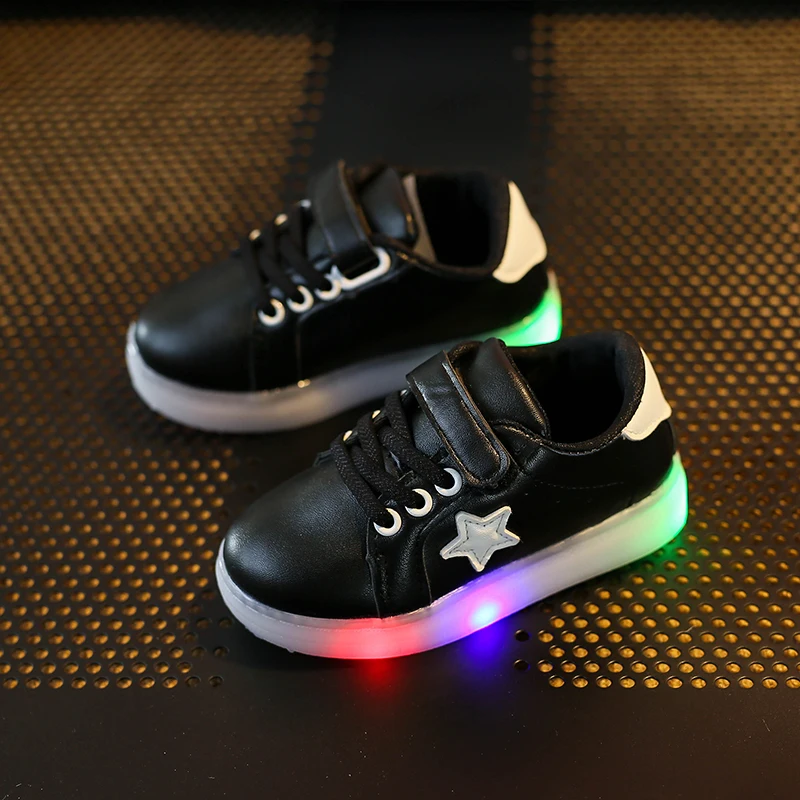 Children Shoes With Light Chaussure Led Enfant Весна Осень Новые Звезды Водить Девочек Спорт Дышащие