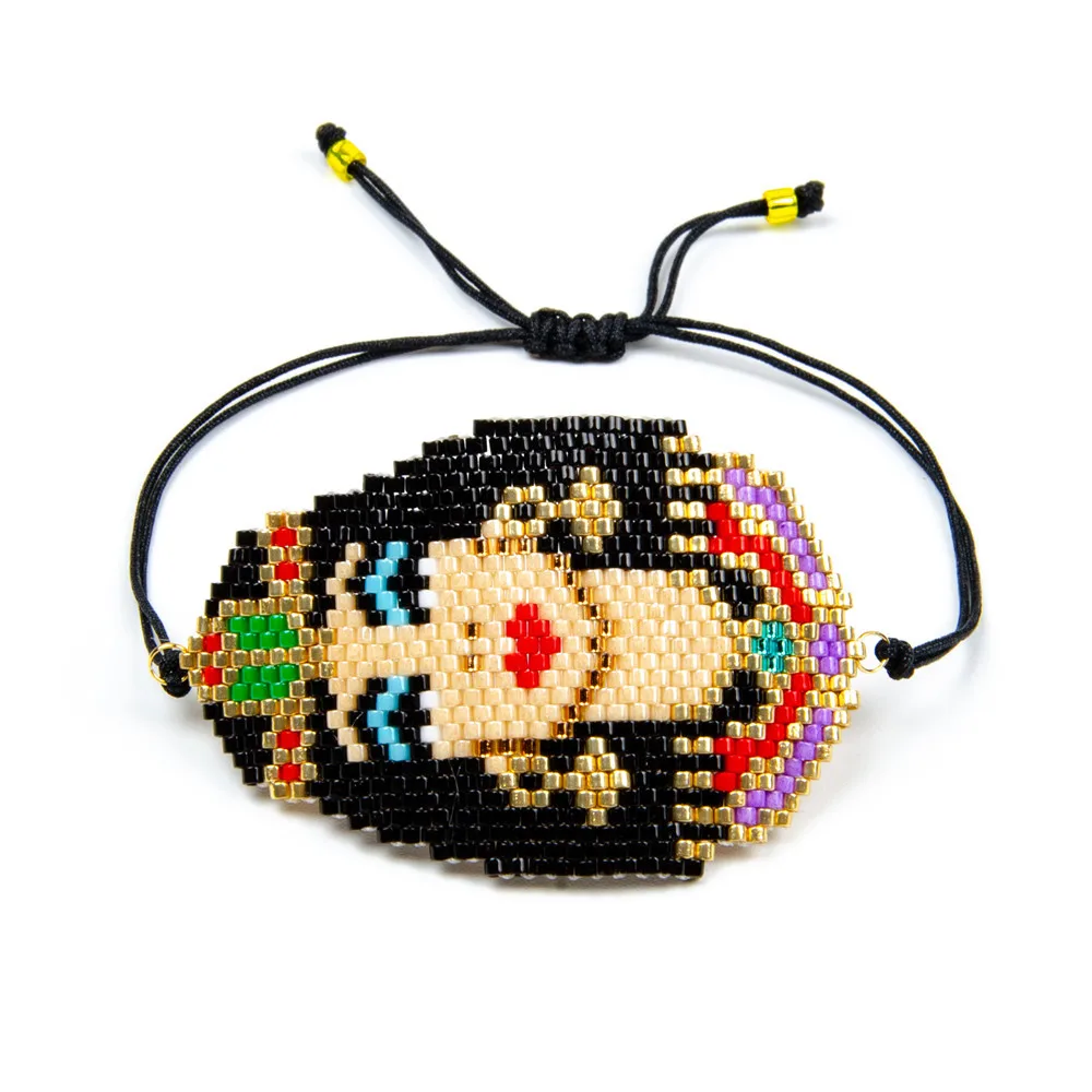 ANL025(1) Handmade The queen of the Egypt Cleopatra Head MIYUKI Delica Seed Beads Thin String Braided Necklace | Украшения и
