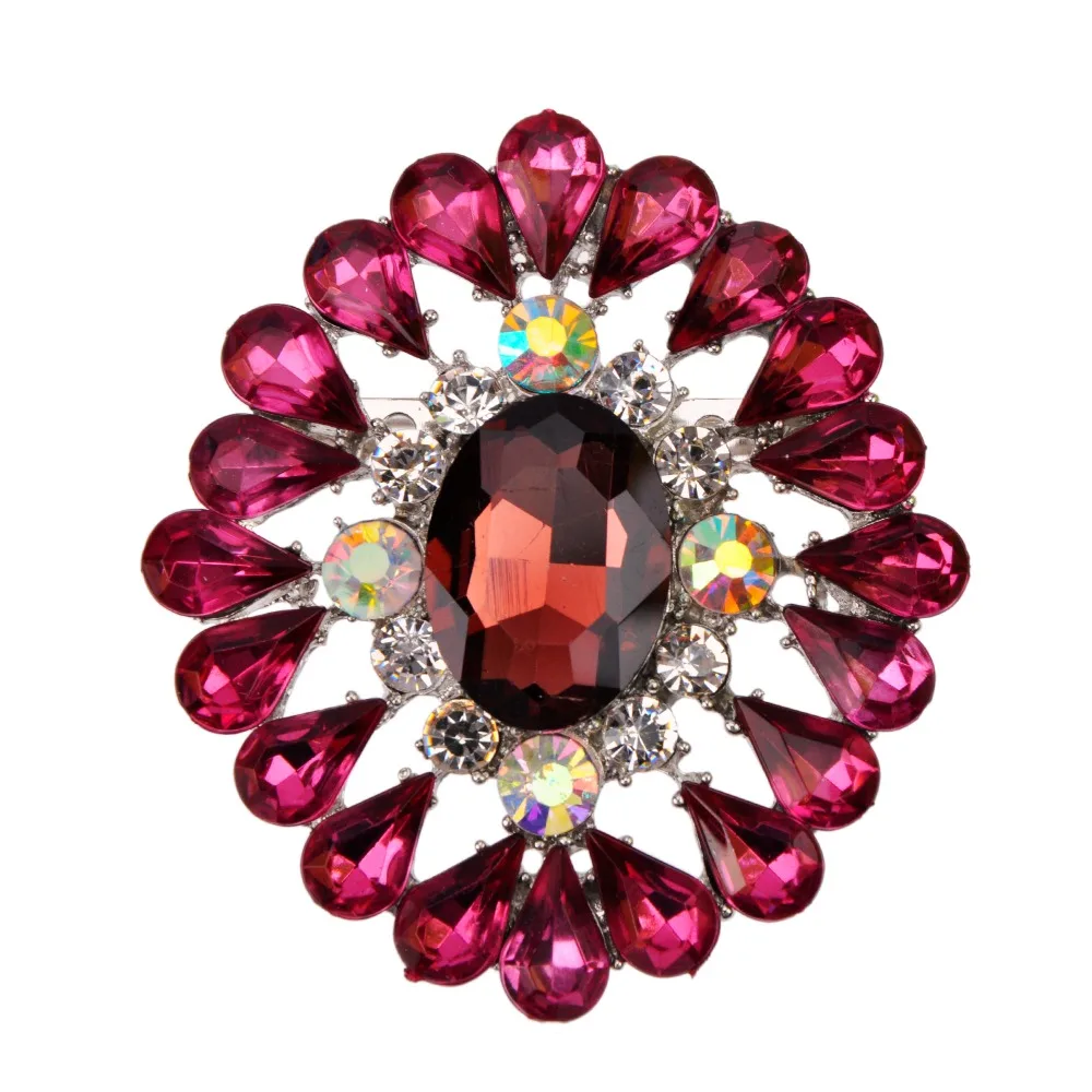 Темно фиолетовый хрустальный цветок броши для женщин Романтическая Свадебная