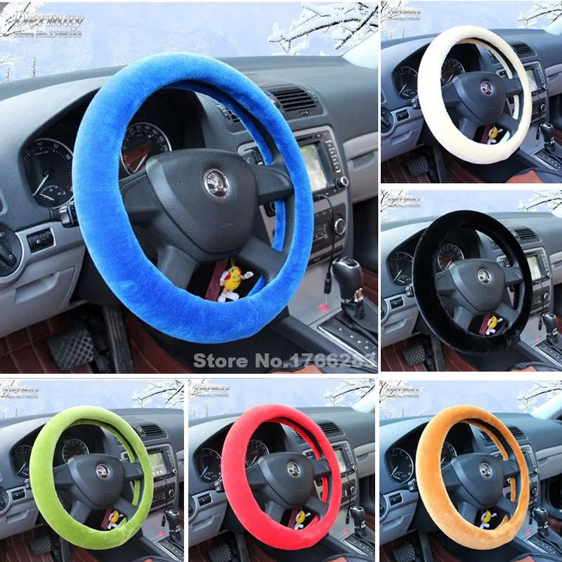 7 Цветов Зима Теплая Мех Плюшевые Автомобилей Руль Обложка 38 см Fit 95% Стайлинга
