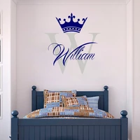 personalized children name crown large frame lovely wall decals home kids bedroom cute interior decor removable sticker zw366