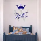 Персонализированная Детская именная корона, большая рамка, прекрасные настенные наклейки, домашний декор для детской спальни, милый интерьер, съемная наклейка ZW366