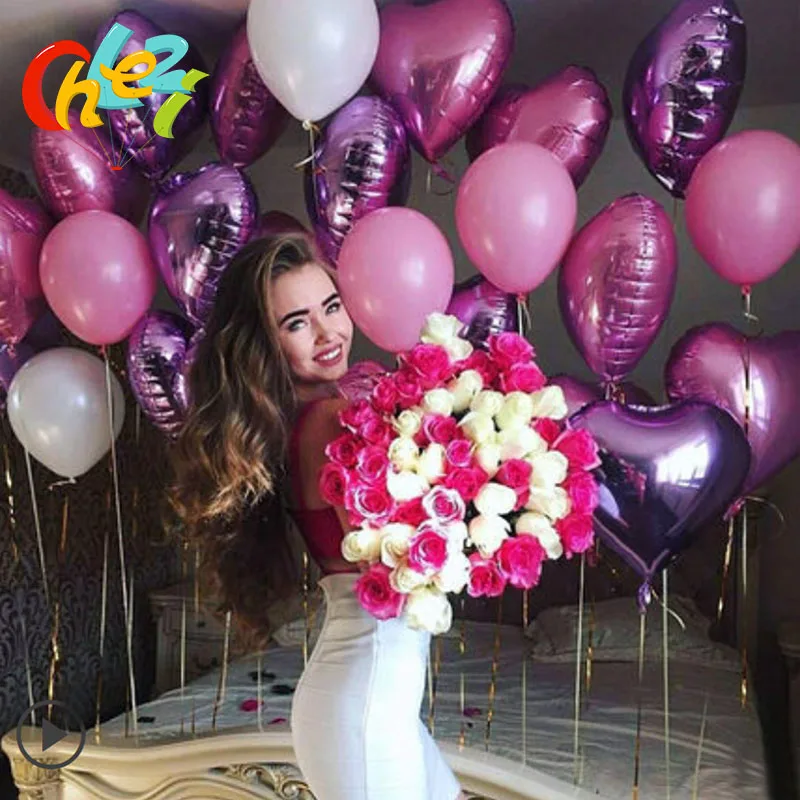 10Pcs/Lot Wedding Helium Balloon Pink Rose Gold Heart Foil Balloons Happy Birthday Party Decoration Anniversary Christmas Ballon | Дом и сад