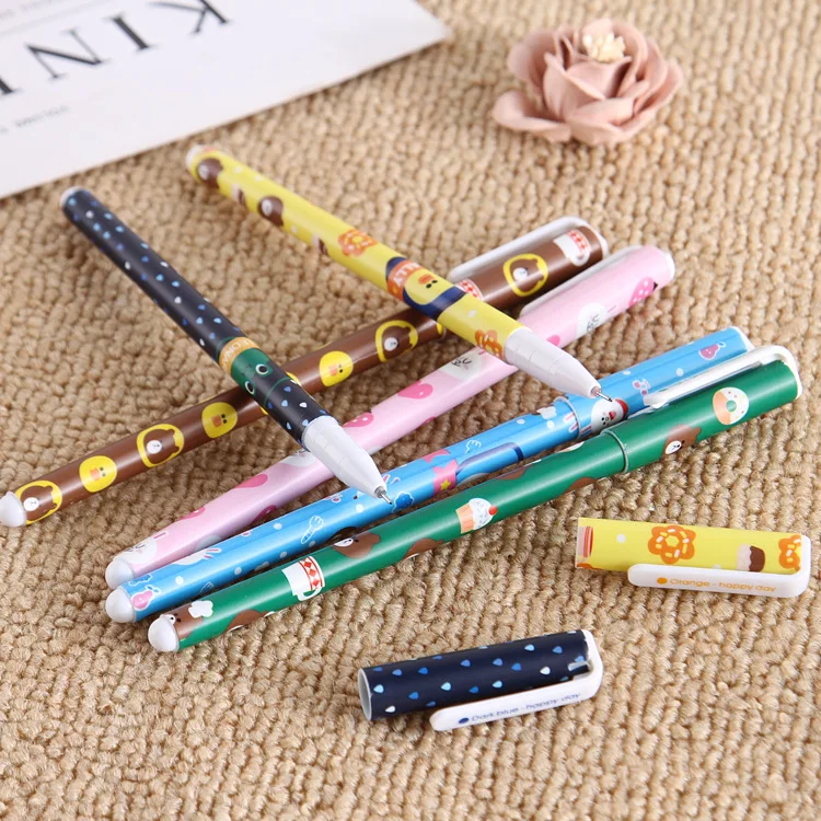 

6 Pcs Cute Cartoon Color Neutral Pen Gel 6 Color Set Fountain Student Writing Office Pens Kawaii School Supplies Stationery Gift