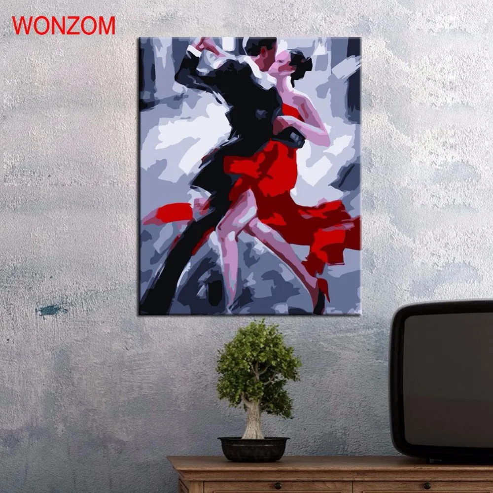 Набор для рисования по номерам на холсте влюбленная масляная краска WONZOM Dance Couple