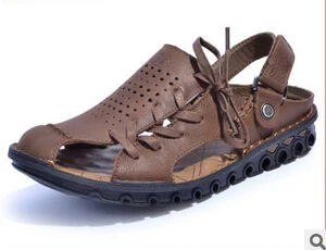 Summer new cowhide leather men's fashion casual sandals | Обувь