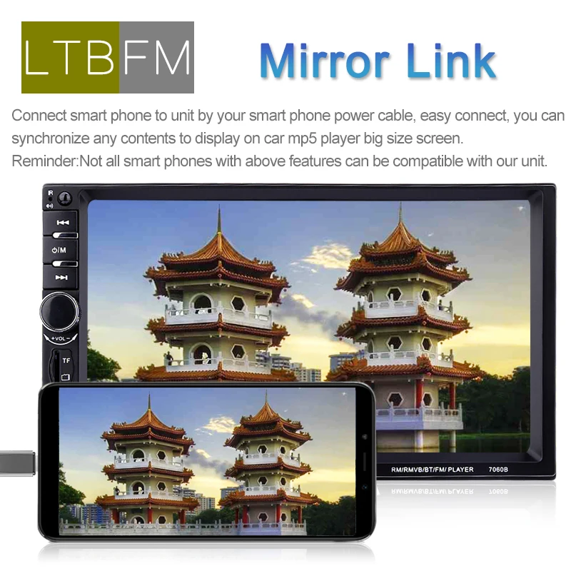 LTBFM 2 Din автомагнитола Bluetooth 2din автомобильный мультимедийный плеер " HD сенсорный Автомагнитола MP5 автомобильный аудио стерео с камерой заднего вида