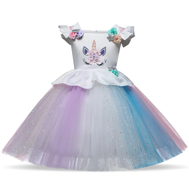 Teenmiro/платья для девочек 2019 г. вечерние платья с единорогом детей vestido Детская