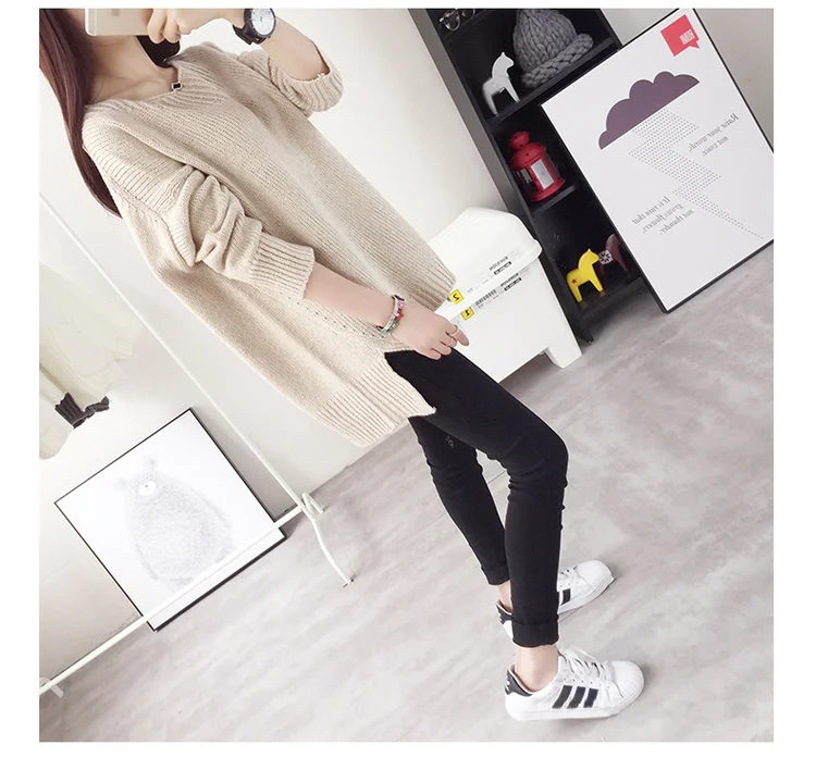 Spring Autumn Winter New O-Neck Long Sleeve Solid Color Knitted Warm Sweater Female Pullovers Loose Women's | Женская одежда