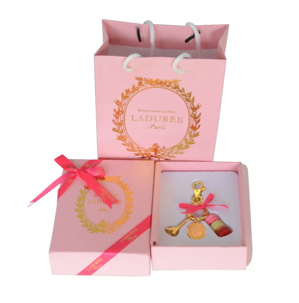 KC15 красная роза цепочка для ключей Франция макароны и изображением Эйфелевой