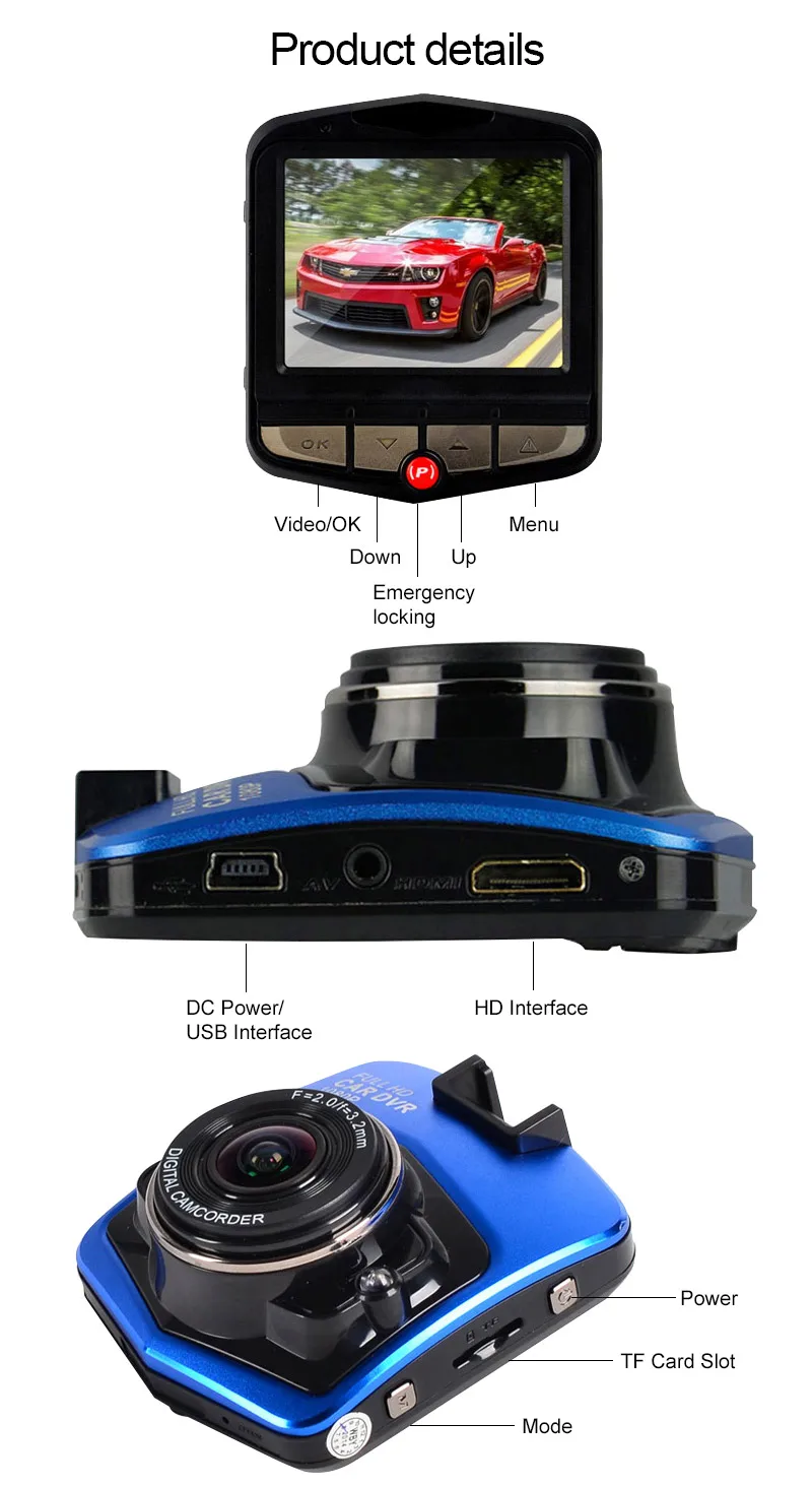 Denicer мини Автомобильная dvr камера F210 2,4 дюймовый экран Dashcam Full HD 1080P видео регистратор рекордер 170 градусов широкоугольный видеорегистратор
